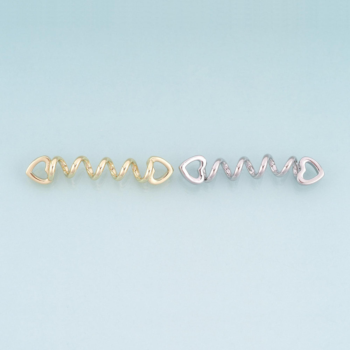 Gold CZ Heart Spiral Connector,18K Gold Filled Exquisite Connector Charm Bracelet Necklace for DIY Jewelry Making Supply
