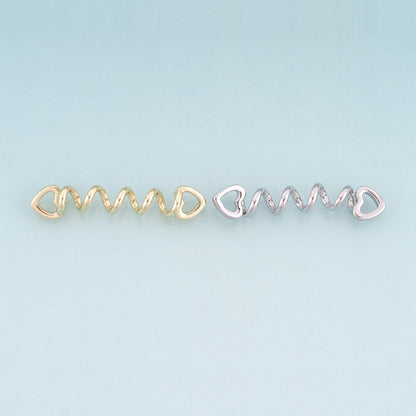 Gold CZ Heart Spiral Connector,18K Gold Filled Exquisite Connector Charm Bracelet Necklace for DIY Jewelry Making Supply