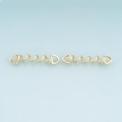 Gold CZ Heart Spiral Connector,18K Gold Filled Exquisite Connector Charm Bracelet Necklace for DIY Jewelry Making Supply