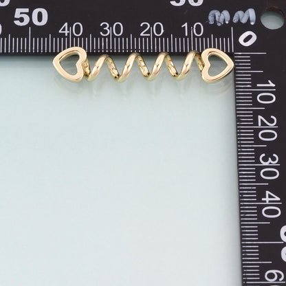 Gold CZ Heart Spiral Connector,18K Gold Filled Exquisite Connector Charm Bracelet Necklace for DIY Jewelry Making Supply