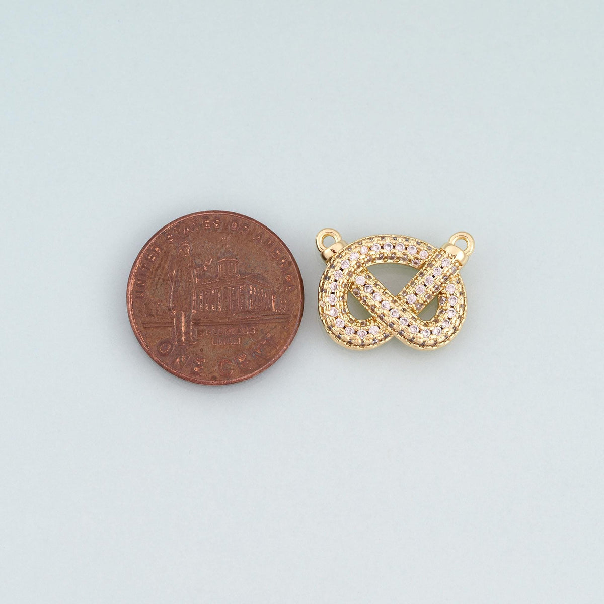 Gold Pave CZ Pretzel Connector,18K Gold Filled Exquisite Connector Charm Bracelet Necklace for DIY Jewelry Making Supply