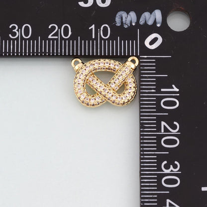Gold Pave CZ Pretzel Connector,18K Gold Filled Exquisite Connector Charm Bracelet Necklace for DIY Jewelry Making Supply