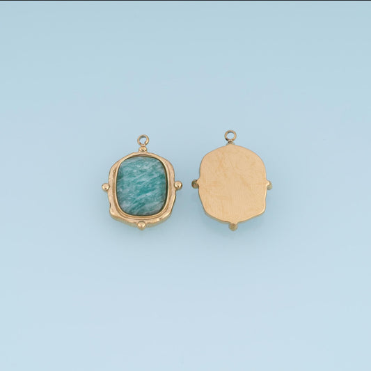 Rectangle Pendant ,14K Gold Natural Stone Charm DIY Charm for Necklace Bracelet Making