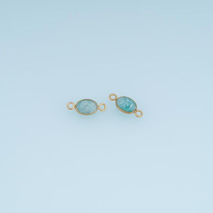 Oval Connector ,14K Gold Natural Stone Connector Charm DIY Charm for Necklace Bracelet Making