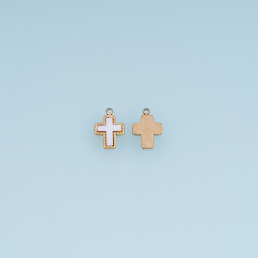 Shell Cross Pendant ,14K Gold Religion Charm DIY Charm for Necklace Bracelet Making