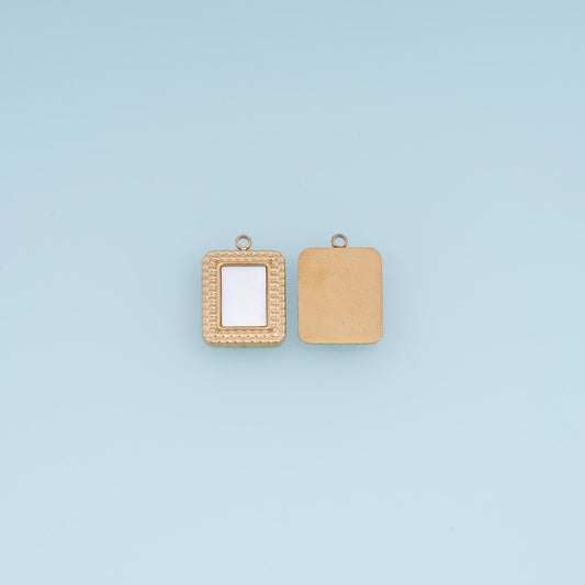 Shell Rectangle Pendant ,14K Gold Exquisite Charm DIY Charm for Necklace Bracelet Making