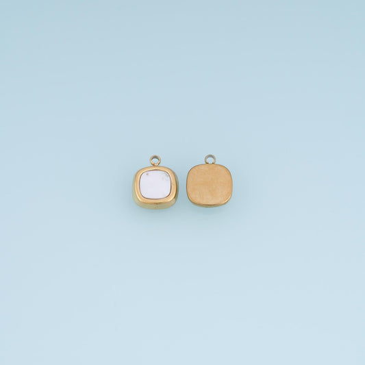 Shell Square Pendant ,14K Gold Exquisite Charm DIY Charm for Necklace Bracelet Making