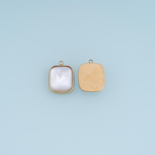 Shell Square Pendant ,14K Gold Exquisite Charm DIY Charm for Necklace Bracelet Making
