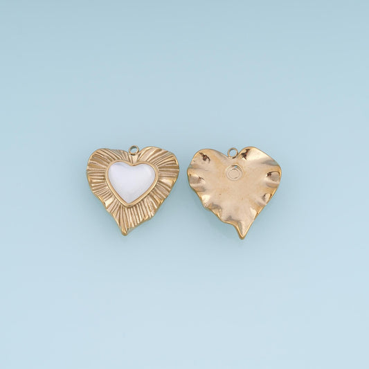 Shell Texture Heart Pendant ,14K Gold Exquisite Charm DIY Charm for Necklace Bracelet Making