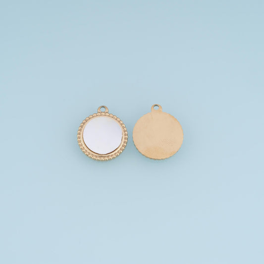 Shell Round Pendant ,14K Gold Exquisite Charm DIY Charm for Necklace Bracelet Making
