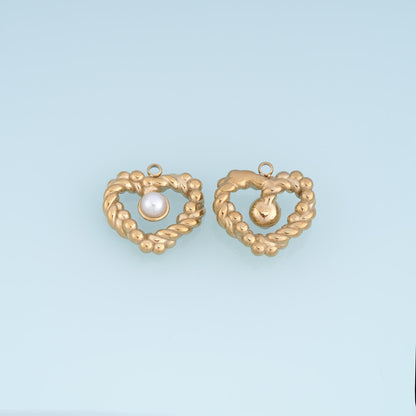Pearl Heart Charm Pendant for Jewelry Making