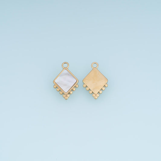 Shell Rhombus Pendant ,14K Gold Exquisite Charm DIY Charm for Necklace Bracelet Making
