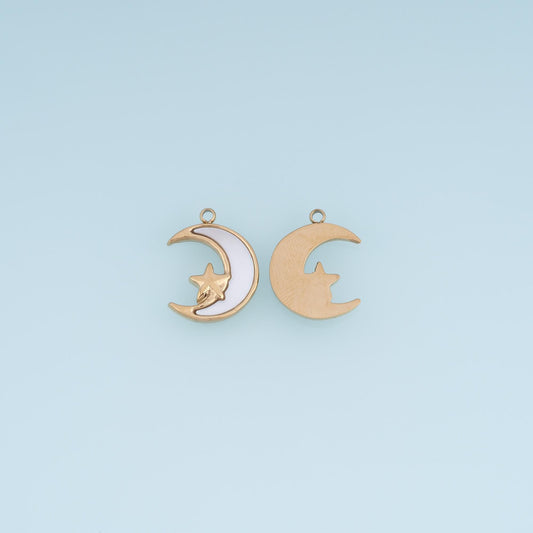 Shell Star Moon Pendant ,14K Gold Exquisite Charm DIY Charm for Necklace Bracelet Making