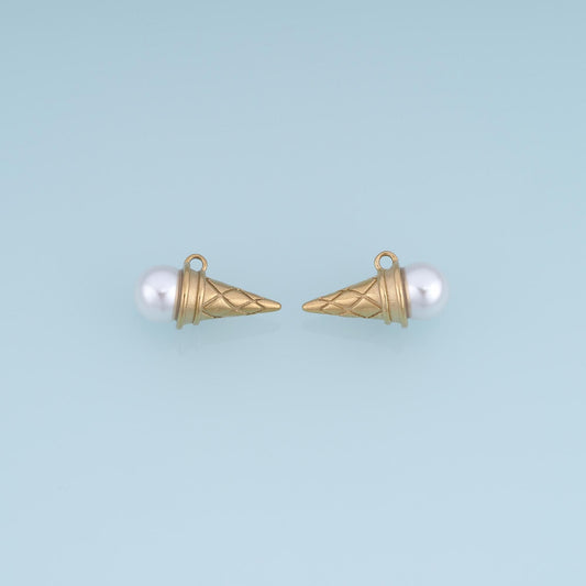 Pearl Ice Cream Pendant ,14K Gold Exquisite Charm DIY Charm for Necklace Bracelet Making