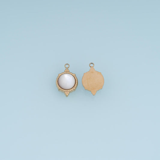 Pearl Round Pendant ,14K Gold Exquisite Charm DIY Charm for Necklace Bracelet Making