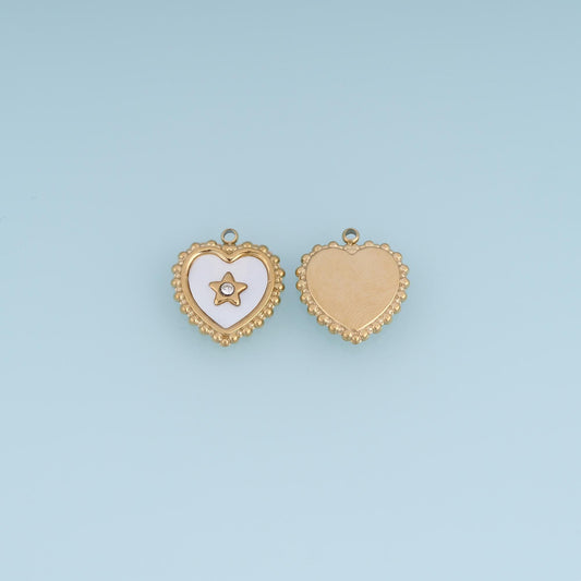 Shell Heart Star Pendant ,14K Gold Exquisite Charm DIY Charm for Necklace Bracelet Making