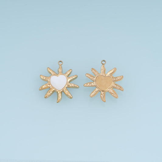 Shell Sun Heart Pendant ,14K Gold Exquisite Charm DIY Charm for Necklace Bracelet Making