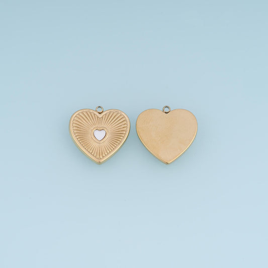 Shell Texture Heart Pendant ,14K Gold Exquisite Charm DIY Charm for Necklace Bracelet Making