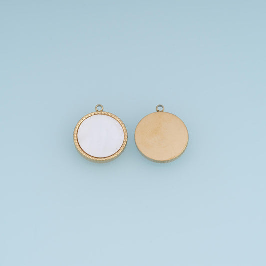 Shell Round Pendant ,14K Gold Exquisite Charm DIY Charm for Necklace Bracelet Making