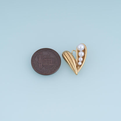 Pearl Heart Charm Pendant for Jewelry Making