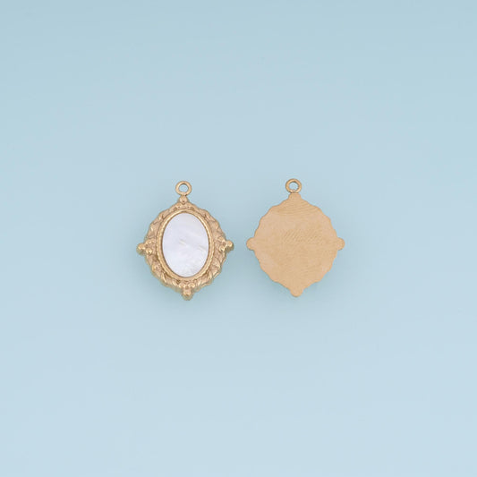 Shell Oval Pendant ,14K Gold Exquisite Charm DIY Charm for Necklace Bracelet Making
