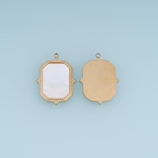 Shell Rectangle Pendant ,14K Gold Exquisite Charm DIY Charm for Necklace Bracelet Making