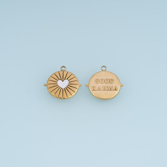Shell Round Love Pendant ,14K Gold Exquisite Charm DIY Charm for Necklace Bracelet Making