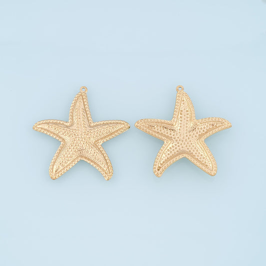 Textured Starfish Pendant,14K Gold Minimalist Charm DIY Charm for Necklace Bracelet Making