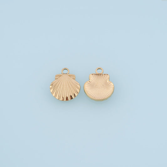 Texture Scallop Pendant,14K Gold Beach Vacation Charm DIY Charm for Necklace Bracelet Making