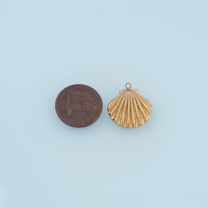 Scallop Pendant,14K Gold Retro Style Charm DIY Charm for Necklace Bracelet Making