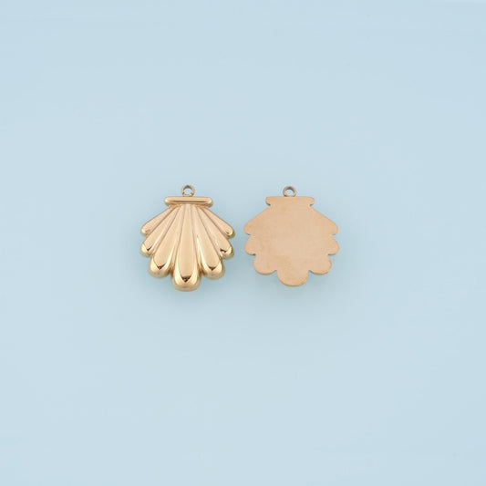 Scallop Shell Pendant,14K Gold Beach Charm DIY Charm for Necklace Bracelet Making