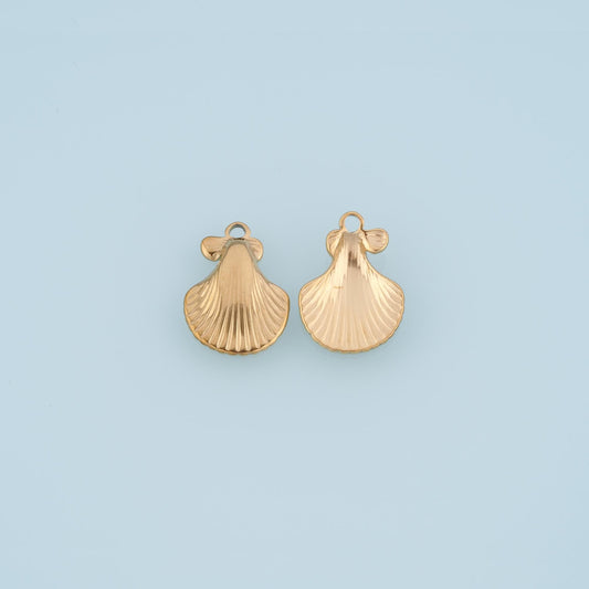 Scallop Shell Pendant,14K Gold Seashell Ocean Charm DIY Charm for Necklace Bracelet Making