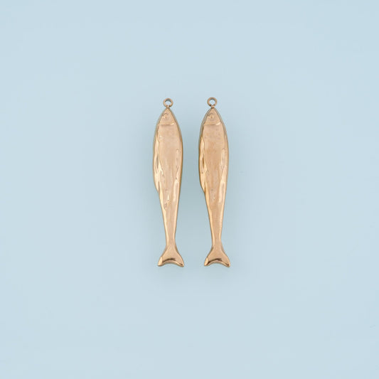 Smooth Surface Fish Pendant,14K Gold Ocean Sea Charm DIY Charm for Necklace Bracelet Making