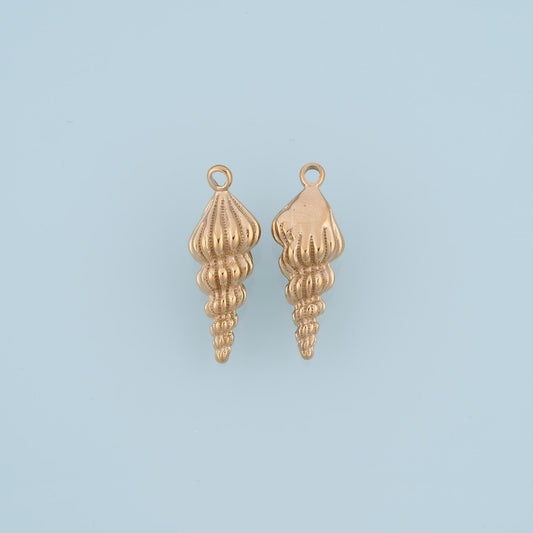 Vertical Stripes Cone Snail Pendant,14K Gold Beach Theme Charm DIY Charm for Necklace Bracelet Making