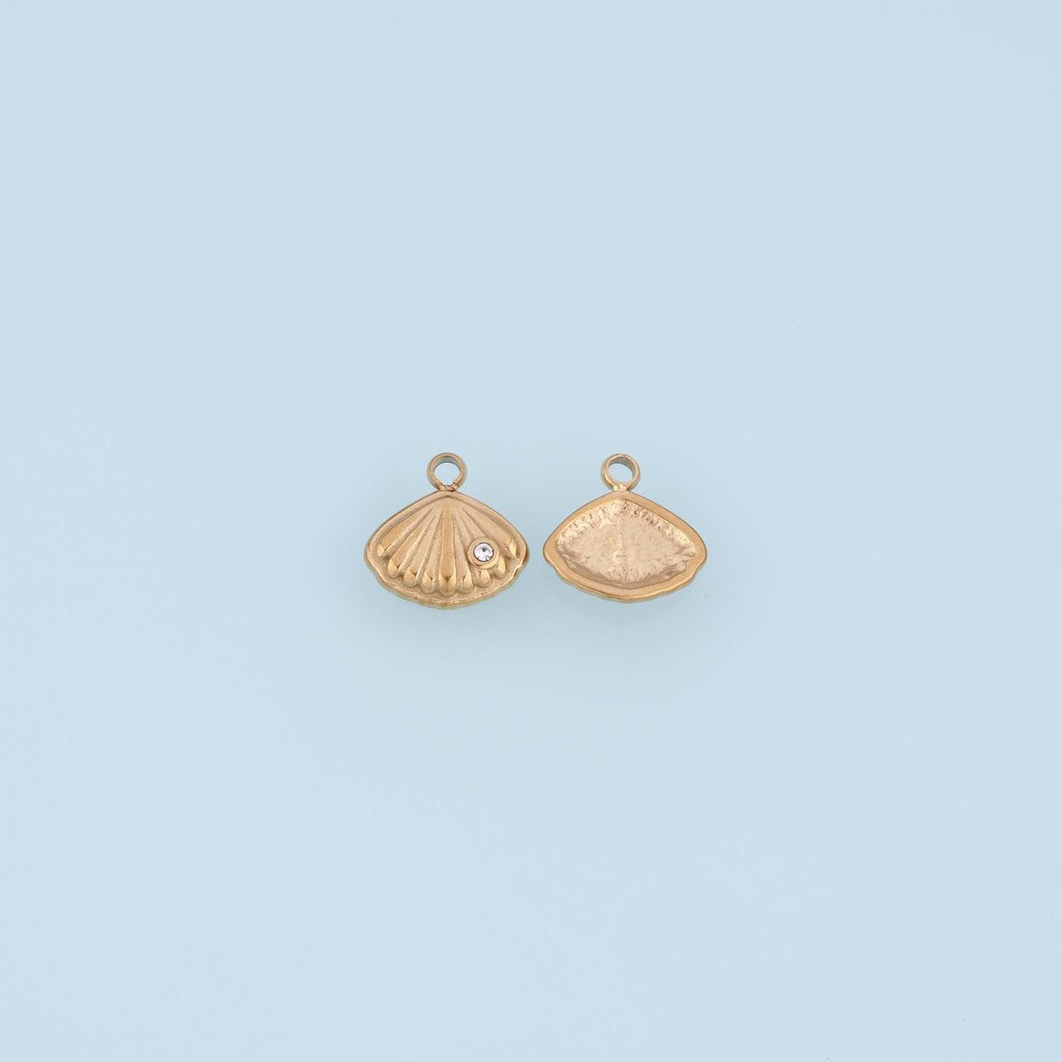 CZ Scallop Shell Pendant,14K Gold Beach Theme Charm DIY Charm for Necklace Bracelet Making