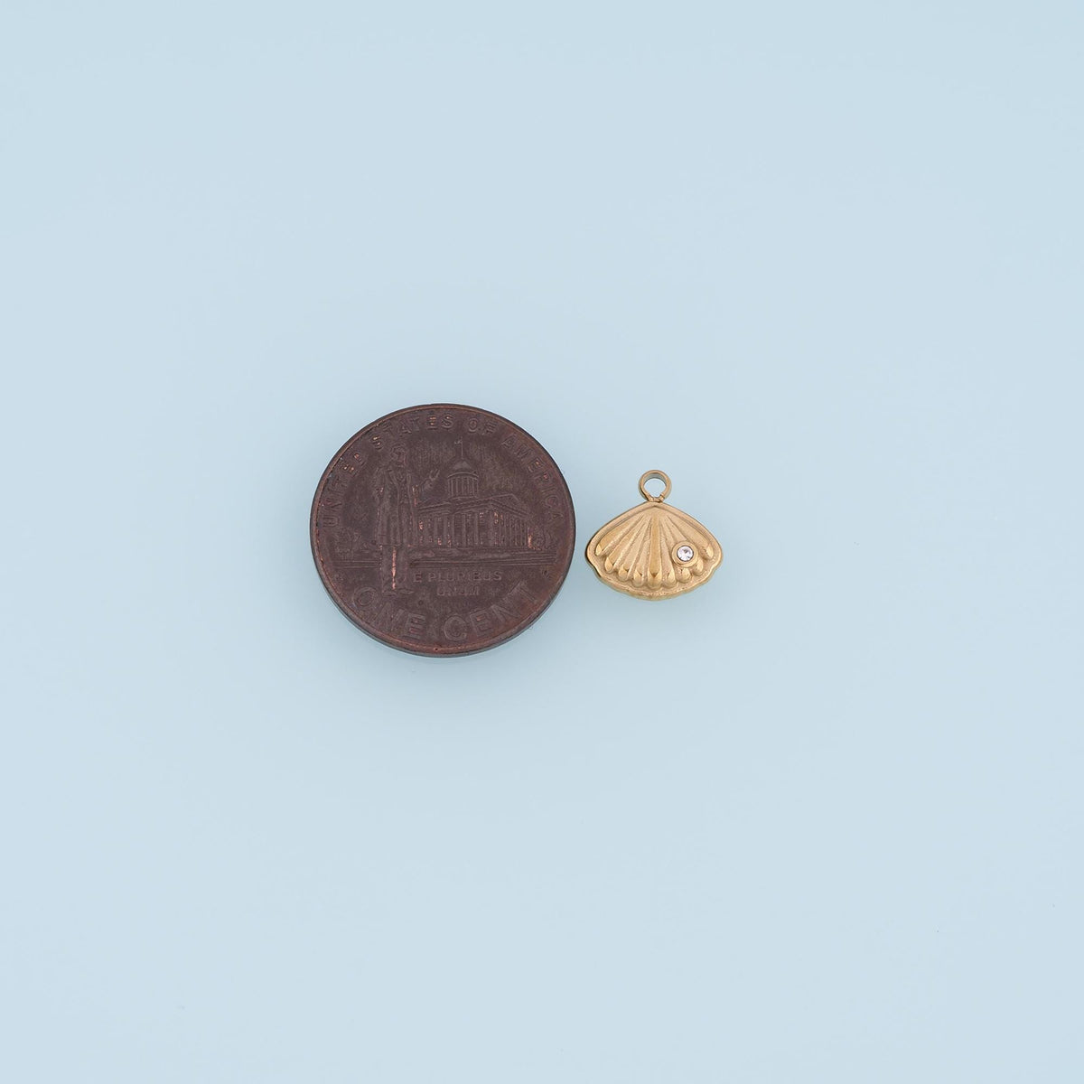 CZ Scallop Shell Pendant,14K Gold Beach Theme Charm DIY Charm for Necklace Bracelet Making