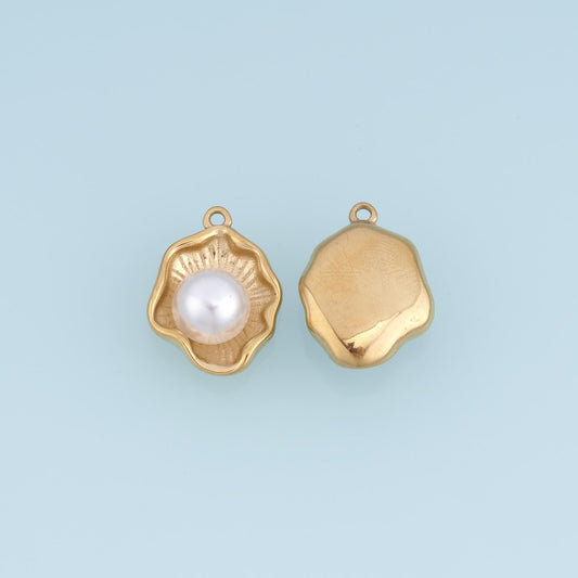 Pearl Geometry Pendant ,14K Gold Exquisite Charm DIY Charm for Necklace Bracelet Making