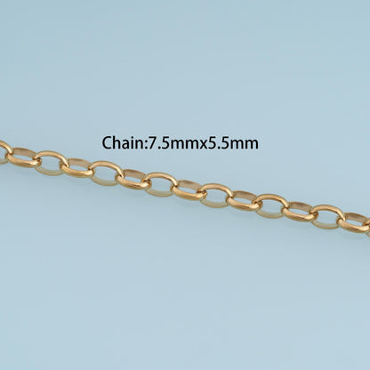 Stainless Steel Oval Link Chain,14K Gold Stainless Steel Chain,Waterproof Chain for DIY Necklace Bracelet Making