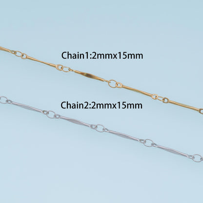 Stainless Steel Bamboo Node Chain, 14K Gold Stainless Steel Chain,Waterproof Chain for DIY Necklace Bracelet Making