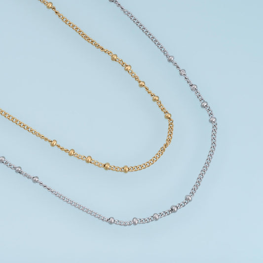 Stainless Steel Bead Chain 14K Gold Stainless Steel Chain,Waterproof Chain for DIY Necklace Bracelet Making