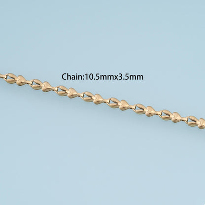 Stainless Steel Heart Chain,14K Gold Stainless Steel Chain,Waterproof Chain for DIY Necklace Bracelet Making