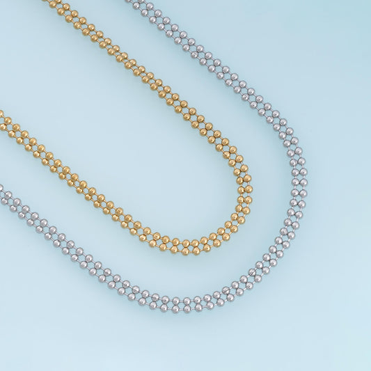 Stainless Steel Double Bead Chain, 14K Gold Stainless Steel Chain,Waterproof Chain for DIY Necklace Bracelet Making