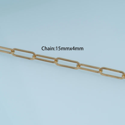 Stainless Steel Paperclip Chain, 14K Gold Stainless Steel Chain,Waterproof Chain for DIY Necklace Bracelet Making