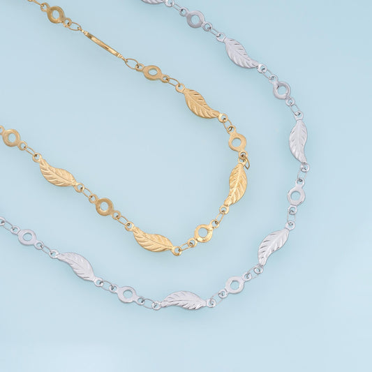 Stainless Steel Leaf Link Chain, 14K Gold Stainless Steel Chain,Waterproof Chain for DIY Necklace Bracelet Making