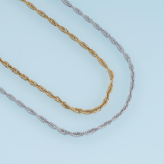 Stainless Steel Twisted Rope Chain, 14K Gold Stainless Steel Chain,Waterproof Chain for DIY Necklace Bracelet Making