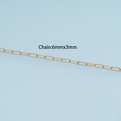 14K Gold Paperclip Chain 3.28 ft, 16.40 ft for Jewelry Making