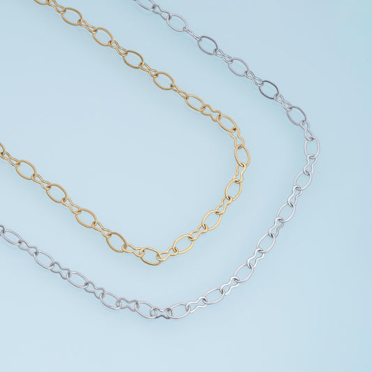 Stainless Steel Oval Wave Link Chain, 14K Gold Stainless Steel Chain,Waterproof Chain for DIY Necklace Bracelet Making