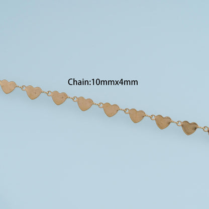 Stainless Steel Heart Link Chain, 14K Gold Stainless Steel Chain,Waterproof Chain for DIY Necklace Bracelet Making