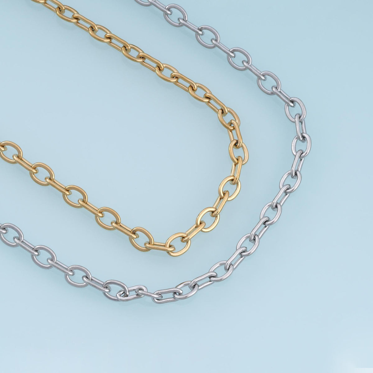 Stainless Steel Round Link Chain, 14K Gold Stainless Steel Chain,Waterproof Chain for DIY Necklace Bracelet Making