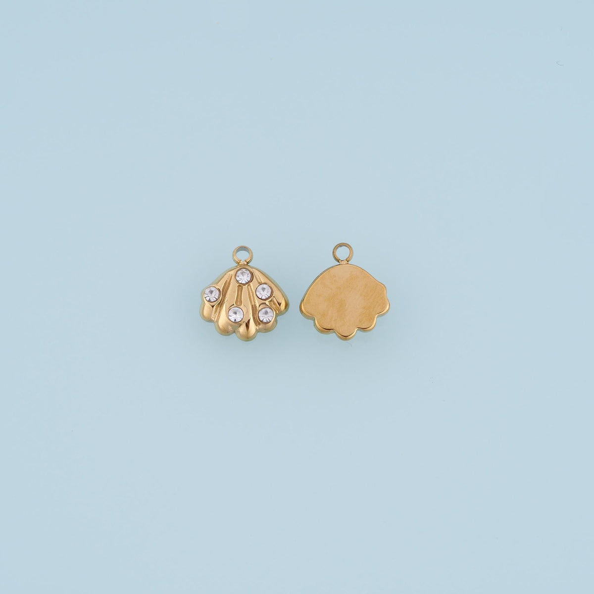 CZ Scallop Shell Pendant,14K Gold Beach Theme Charm DIY Charm for Necklace Bracelet Making
